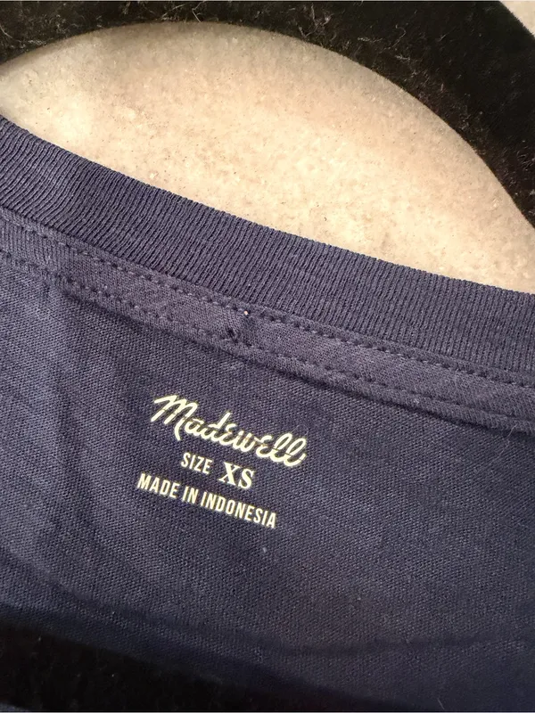 NWOT Madewell Size XS Navy Blue V Neck Short Sleeve Slub Cotton Tee Shirt - Image 9