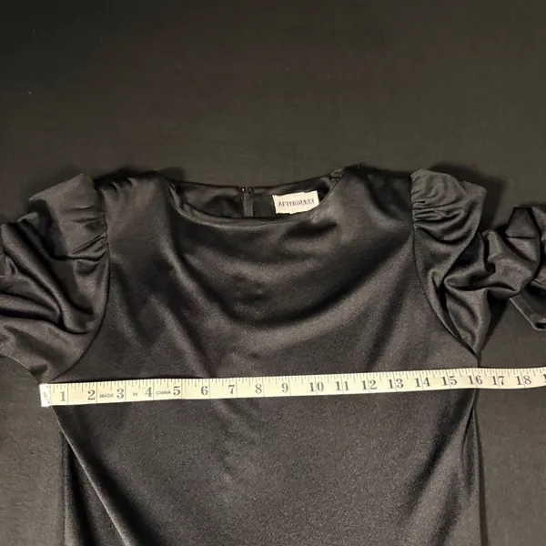 After Dark Vintage 80s‎ Black Drop Waist Pleated Bow Cocktail Dress Size 6 glam - Image 7