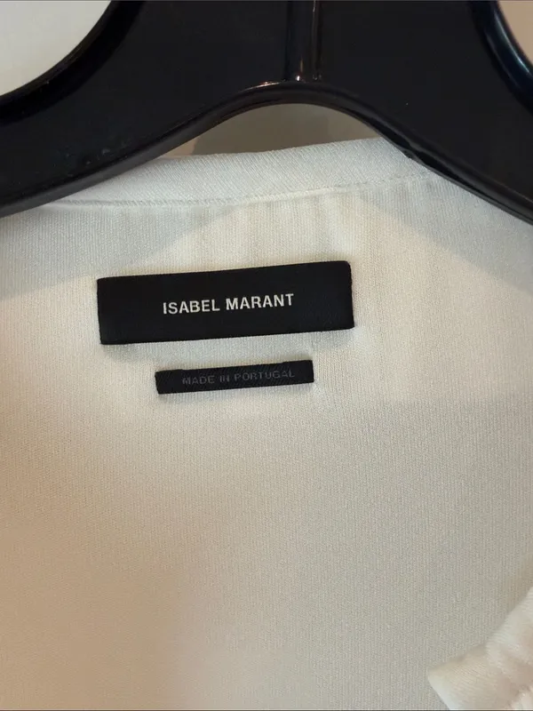 Isabel Marant Cream Gathered Long Puff Sleeve Blouse - Image 2