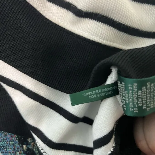 Lauren Ralph Lauren Striped Cowl Neck Sweater White & Black Sz L Cotton Knit Y2K - Image 12