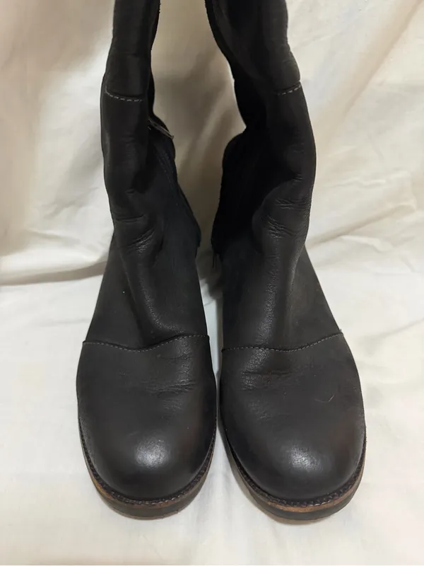 SOREL Cate Tall Boots Black Waterproof Leather & Suede Block Heel Size 7.5 - Image 5
