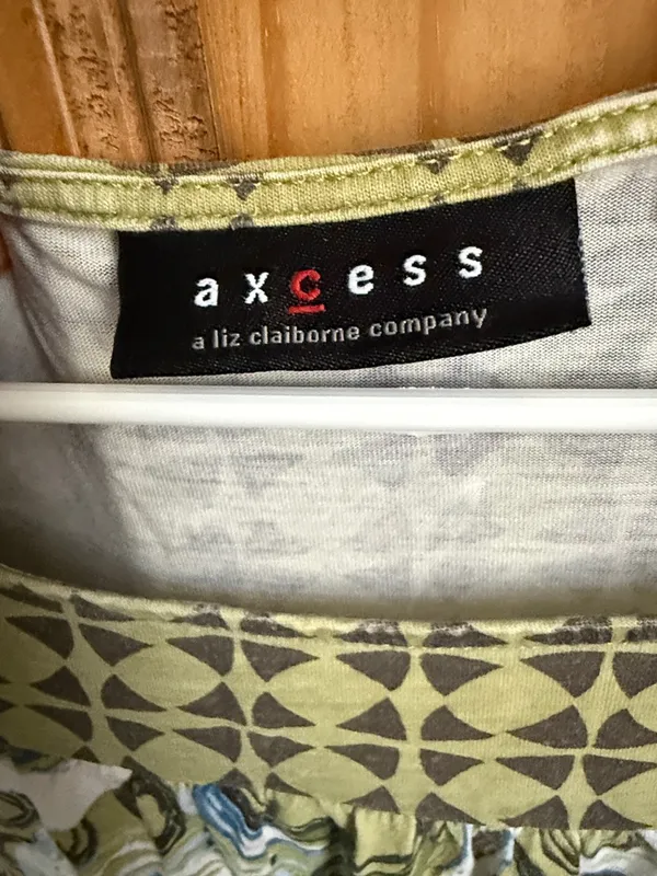 Axcess by Liz Claiborne Olive,Blue and Cream Abstract Sleeveless Tank Size Large - Image 2
