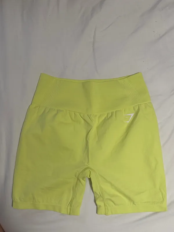 Gymshark Seamless Set Square-Neck Tank & Seamless Shorts in Yellow - Image 3
