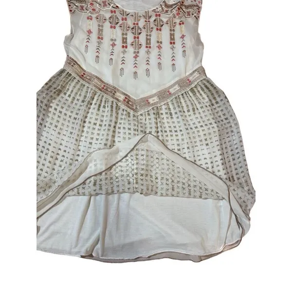 One September Anthropologie White‎ Embroidered Sleeveless Shift Dress Small - Image 6