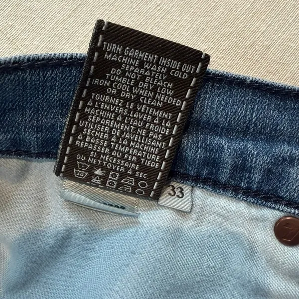 7 For All Mankind | Straight Blue Jeans Standard Fit‎ Raw Hem | Women's 33 - Image 8
