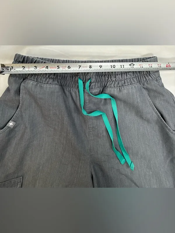 Figs Women's Gray Joggers with Teal Drawstring - Image 6