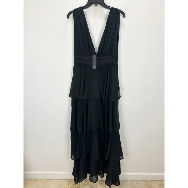 Lulus Amazing Evening Black Tiered Maxi Dress Chiffon Formal Evening Medium NWT - Image 6