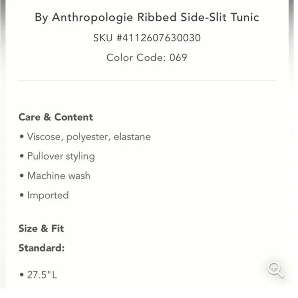 Anthropologie Ribbed Slide Slit Tunic Red New NWOT - Small - Image 8