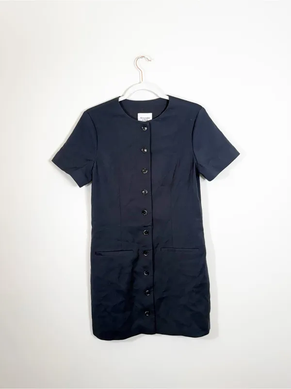 NWT Abercrombie Mara Black Short Sleeve Button Front Mini Dress Medium - Image 2
