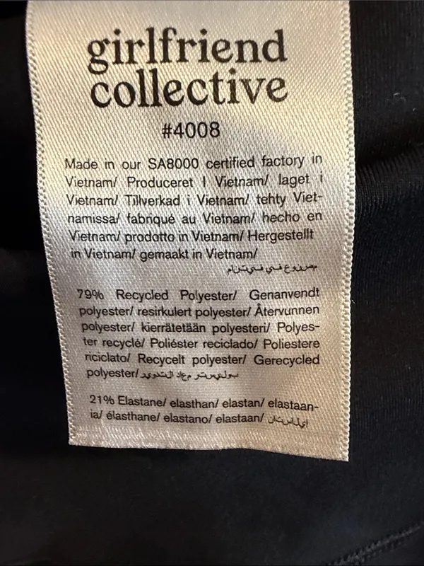 Girlfriend Collective Black Compression High-Rise 7/8 Leggings‎ Size Large - Image 7