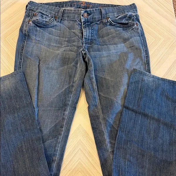 7 For All Mankind Kate Straight Leg Jeans Size 28 Embroidered Pockets - Image 2