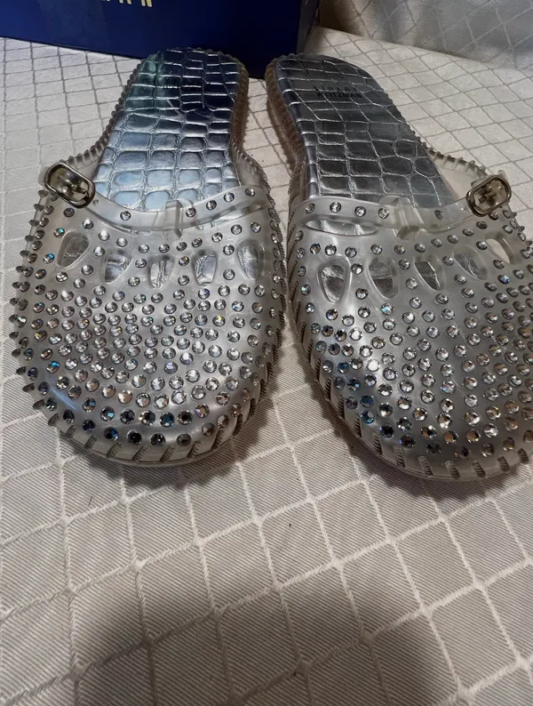 Stuart Weitzman slip on Jelly flats With Rhinestones size 8 - Image 2