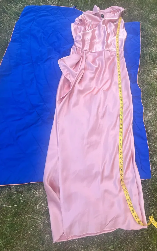 Xscape Women's Pink Satin Collared Wrap Front Maxi Dress Size 16 - Image 7