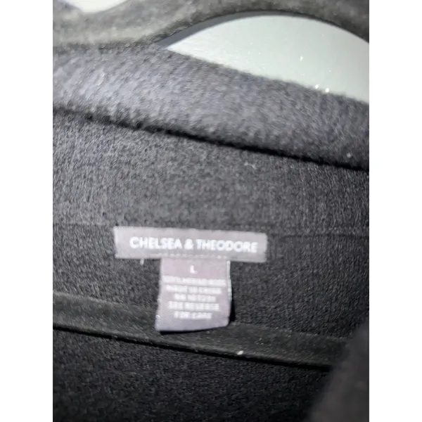 Chelsea & Theodore Black Boiled Wool Teal Embroidered‎ Duster Cardigan Coat L - Image 6
