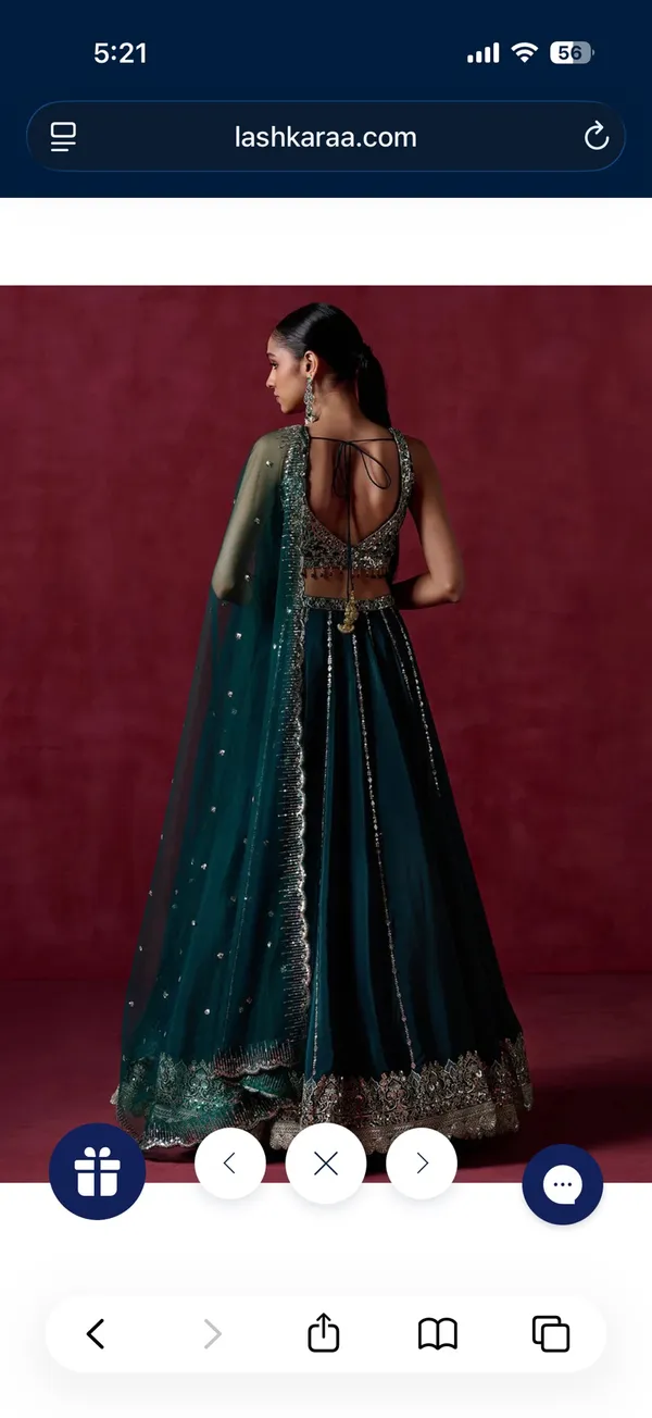 Teal Green Embroidered Lehenga Blue - Image 2