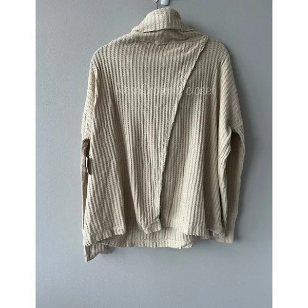 Free People NWT Women Small Cream Knit Sweater Top Lagenlook Boho Fall Cottage - Image 4