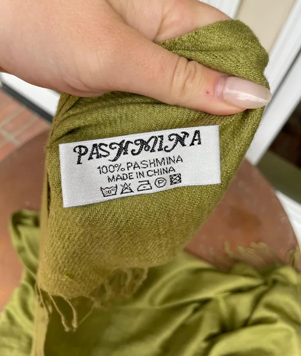 Pashmina cashmere green scarf - Image 3