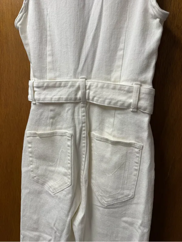 Show Me Your Mumu Jacksonville Cropped Jumpsuit Denim Pearly White Medium - Image 10