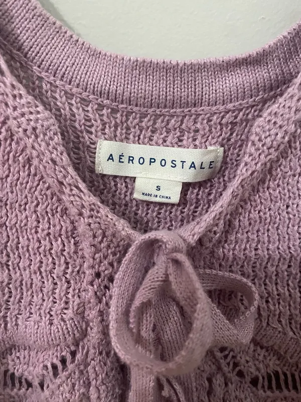 Aeropostale Dusty Lavender Knit Tie-Front Cropped Cami Top - Image 4