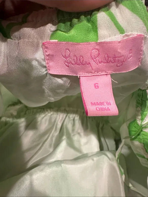 Lilly Pulitzer Darcia Silk Limeade Wishing you were here Green Floral Dress 6 - Image 4