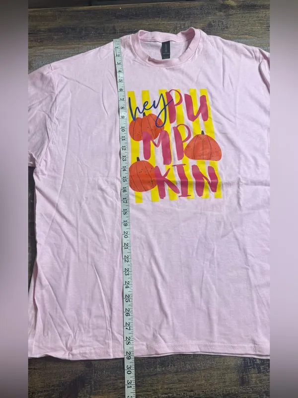 Gildan Light Pink Short Sleeve Tee with Pumpkin Graphic - Image 7