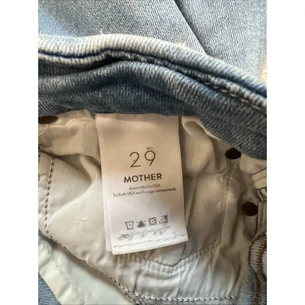 Mother High Waisted Looker Ankle Fray Jeans Blue Denim USA Made - Image 8