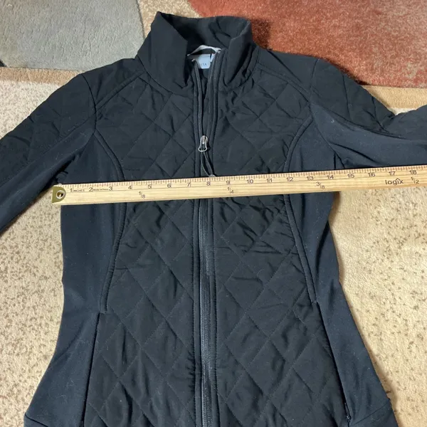 Athleta Black Quilted Full‎ Zip Jacket Mock Neck Performance XXS 138602-00 - Image 4