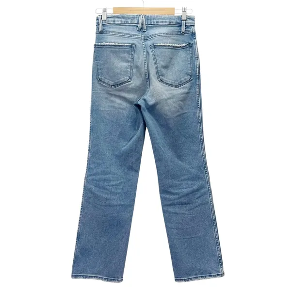 Good American Good Curve Straight Jeans Medium Wash Fray Pockets Size 26 | 2 - Image 4