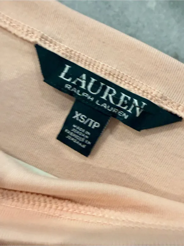 NWOT LRL Lauren Ralph Lauren Size XS Pink Boat Neck Cuffed Sleeve Top Cotton - Image 9