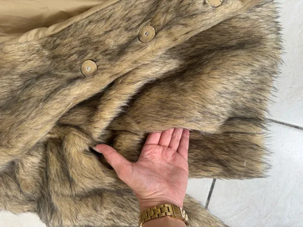 Calypso faux fur tan multi coat - Image 4