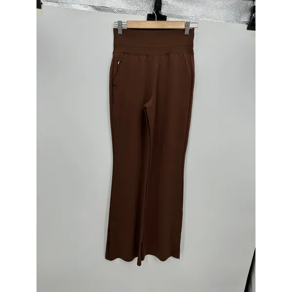 Athleta Venice Wide Leg Pant Chocolate Brown High Rise Ribbed Waist XXS Pockets - Image 2
