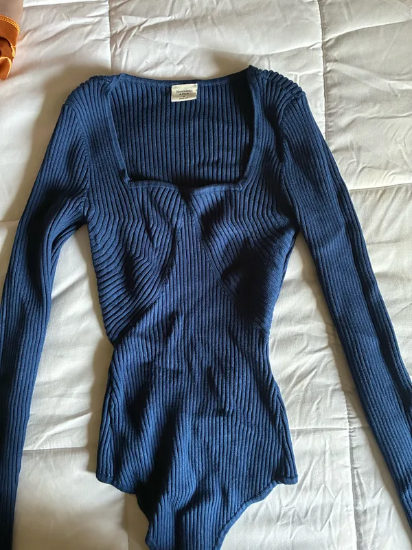 Abercrombie navy sweetheart sweater bodysuit S - Image 3