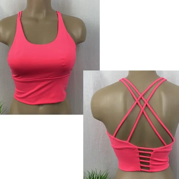 Savvi Hot Pink Strappy Back Cropped Athletic Sport Bra Top New S - Image 3