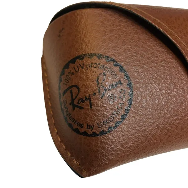 Ray-Ban Brown Faux Leather Sunglasses Case With Button Closure & Black Lining - Image 2