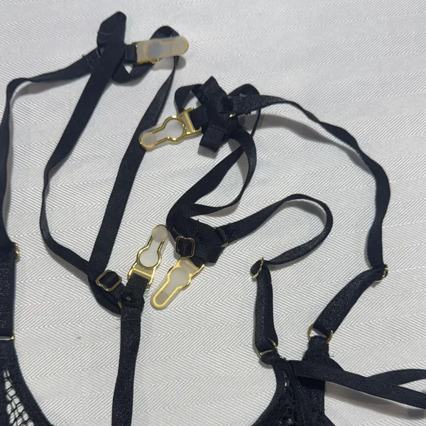 Victoria's Secret Black Lace Strappy Bralette with Gold Hardware - Image 5