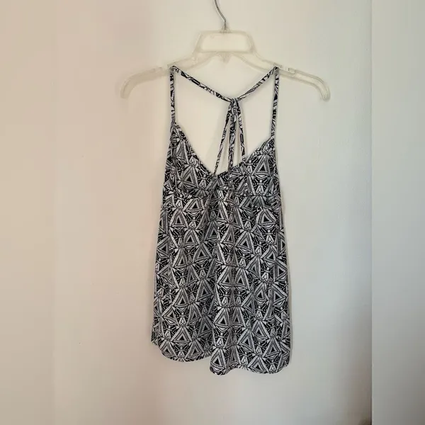 Abercrombie & Fitch Black White Geometric Print Tank Small Strappy Back Detail - Image 5
