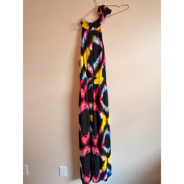Busayo Collective Maxi Dress Womens 2 Multi Tie Dye Halter‎ Neck Bow Boho Summer - Image 5
