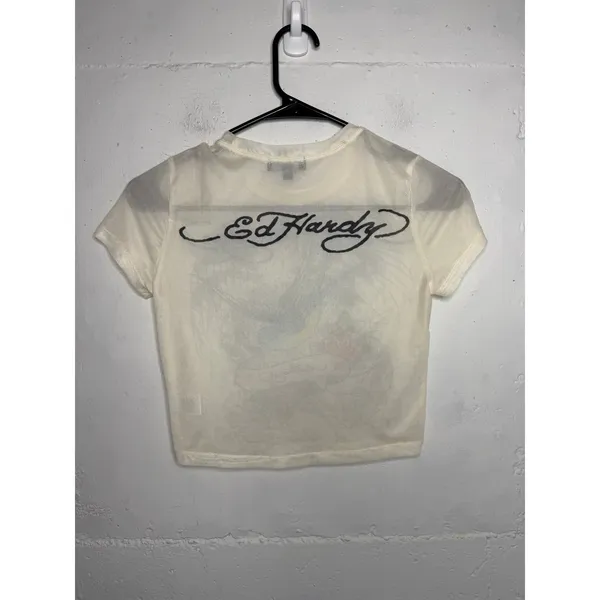 Ed Hardy Mesh Baby Tee Womens Size Small - Image 4