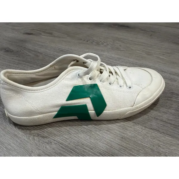 CLEAR Canvas Low Top Sneakers White Green Women's Size 8 Casual Lace Up Shoes - Image 9
