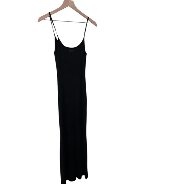 Skims Soft Lounge Long Slip Dress Black Size Large NWT Authentic - Image 6