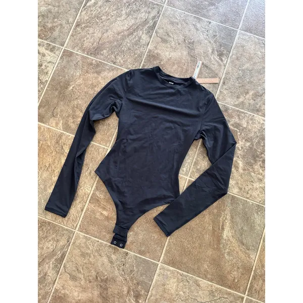 Skims Fits Everybody Long Sleeve Crewneck Bodysuit Onyx Size XS - Image 6
