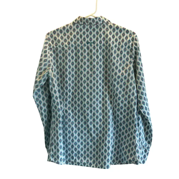 Ariat Kirby stretch long sleeve button up shirt Large teal pink country cowgirl - Image 3
