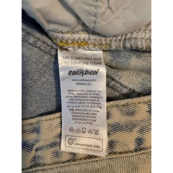Edikted Asymmetrical Crossover Waist Acid Wash Boyfriend Baggy StraightLeg Jeans - Image 5