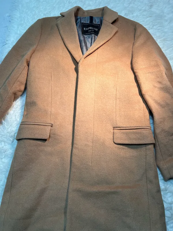 tan wool-blend Topcoat from Express size XS - Image 9