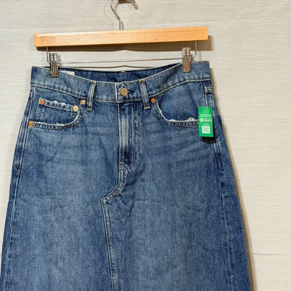 Gap Womens Denim Maxi Skirt Medium Wash Front Slit High‎ Rise Size 28 6 Tall - Image 4