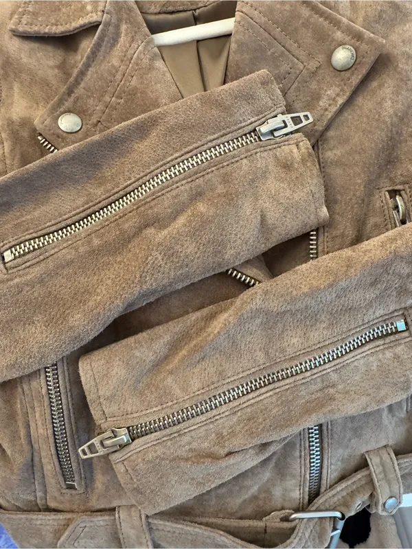 Blank NYC Taupe Suede Moto Jacket with Belt - Image 5