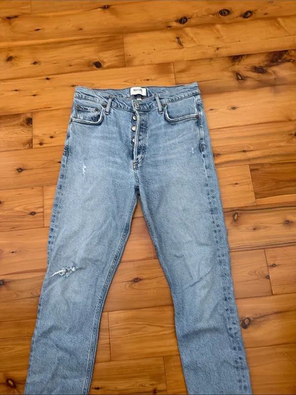 Agolde Light Wash Button-Fly Denim Jeans - Image 4