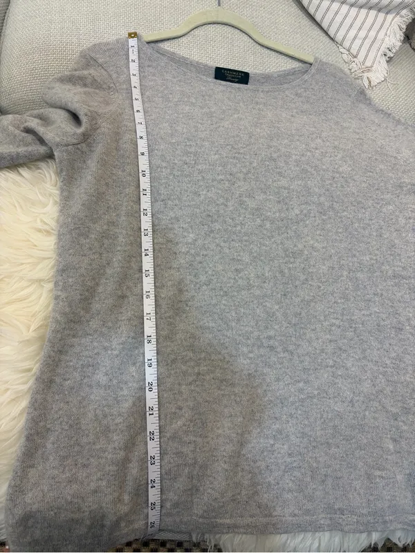 CHARTER CLUB Pure Cashmere Double-Ruffle Sweater Gray Large Minimalist Luxury - Image 8