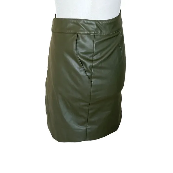 Nicholas Gabriella Mini Skirt in Green 2 Womens Faux Leather Vegan - Image 6