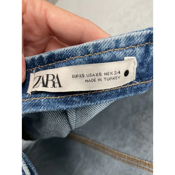 Zara Womens Denim Mini Dress Open Back Blue Jean Bodycon Size Extra Small - Image 4